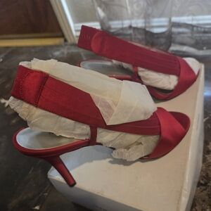 Elegant Red Nine West Women's Satin Heels